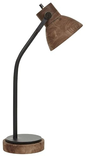 Beliani Schreibtischlampe mit Schirm Mango-Holz dunkelbraun/schwarz verstellbar Kolar