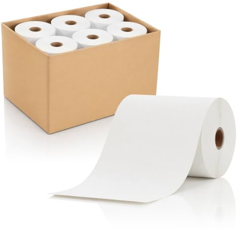 Labelident Thermo Linerless Versandetiketten 102 mm, 12 Rollen à 100 m endlos, Endlos Thermoetiketten, für DHL, DPD, Fedex, GLS, Hermes, UPS Versand, Ø 112 mm, stark selbstklebend, für Thermodrucker
