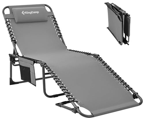 KingCamp Sonnenliege Liegestuhl Weston Camping Strand Liege Verstellbar Alu Light Grey
