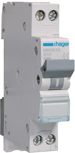 Hager MKN510 Leitungsschutzschalter 10A 2P 1P+N 2-polig 1-polig+N 6kA B-Charakteristik Schmalbauausführung 1 PLE TE LS-Schalter (MKN 510)