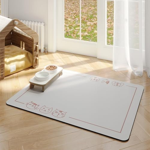 Napfunterlage Hund Hochwertige Rutschfest Hundenapf Unterlage Mit Katzen Und Hunde Motive SaugfäHige Schnelltrocknend Futtermatten FüR Haustier Futtermatte Pet Hundefutter Mat (50x70 cm,Farbe 4)