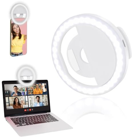 OSDUE Selfie Ring Light for Phone, Rechargeable Portable Clip-on Ring Light with 36 LEDs for Tablet Laptop Zoom Makeup Vlog and Video Conference