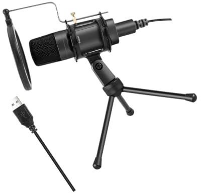 MERRYHAPY Microfono Condensatore USB per Computer Gaming Microfono Condensatore per Conferenze e Trasmissioni in Diretta Design Pratico e Stabile Staffa