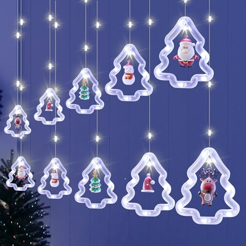 Forhome Lichtervorhang Lichter Weihnachtsbeleuchtung,Fenster Lichterkette,Lichtervorhang Fenster led,Weihnachtsdeko,3 m Weihnachtsbeleuchtung Innen,8 Modi,Wasserdicht für Weihnachtendeko,Fensterdeko