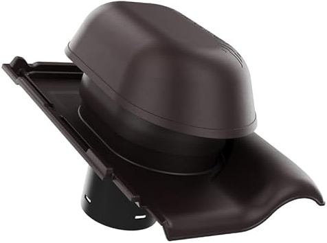 KRONO-PLAST Sanitär-Entlüftungskamin 150 für Tondachziegel Roben Monza Dachziegel Lüfter Dachlüfter (Dunkelbraun)