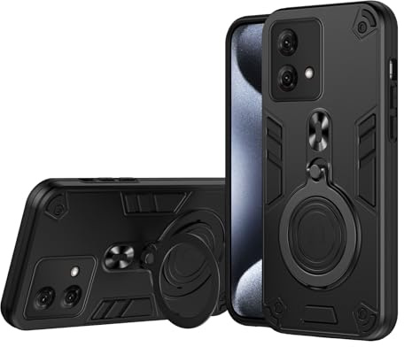 TEYYOS Funda para Motorola Moto G84 5G, Carcasa PC/TPU Hybrid Case con 360° Soporte, Robusta Silicona Estuche, Antigolpes Cover Caso Negro