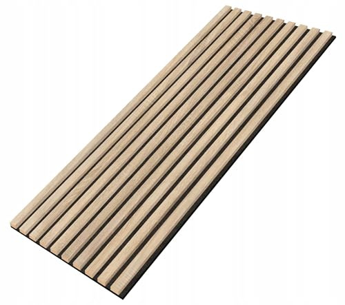 EmsCraft24 Akustikpaneele 1,228m² - 275cm x 46cm x 1.8cm - | Akustikpaneel | Lamellenverkleidung | Wandverkleidung | Akustikfilz | Wandpaneele auf filz (06 - Eiche Sonoma)