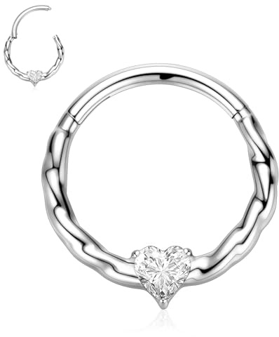 hengkaixuan Daith-Ohrring, Chirurgenstahl, Silber, Septum-Schmuck, Septum-Nasenring, 16 g, Knorpel-Ohrring, Tragus-Schmuck, Conch-Hoop, Helix-Rook-Creolen, 8 mm