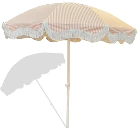 Parasol de Plage à Franges de 180 cm, Parasol de Jardin pour Terrasse, Parasol de Marché à Pompons Résistant Aux UV