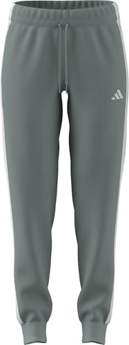 adidas Femme Essentials 3-Stripes Fleece Slim Pants, Wonder Sage/White, M