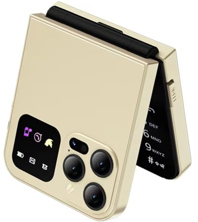 Comphic A50 Pro Flip Phone Dual SIM Card GSM 2.4 Inch Screen Foldable Mobile Phones Type-C Automatic Call Recording Gold
