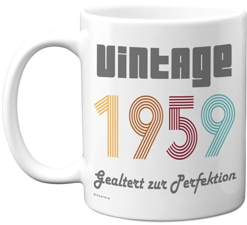 67. Geburtstagsgeschenke, 'Vintage 1959 Gealtert zur Perfektion' Tasse | Geburtstag Retro Tasse für Männer und Frauen, 325 ml Premium-Keramiktasse, Spülmaschinenfest