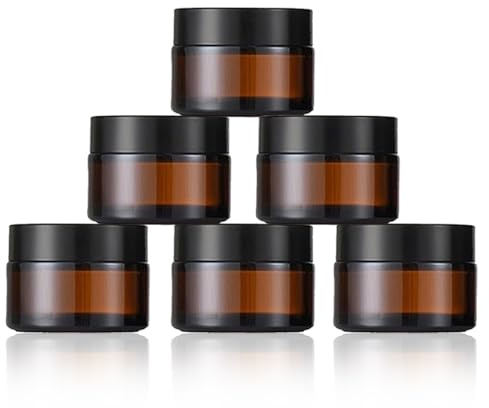 GGUFAY 6 pcs frascos de vidrio marrón, 30 ml botes cristal pequeños, botes viaje, frascos pequeños de vidrio con tapa, para cremas, cosméticos, cremas y lociones