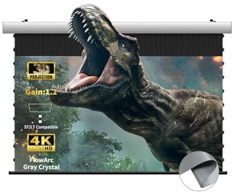WUPRO FlowArc Pantalla de Proyección Eléctrica Inteligente Gray Crystal,Montaje en Techo/Pared,Mejorado en 3D para 1600 Lúmenes ANSI Proyector de Proyección Larga/Estándar (84)