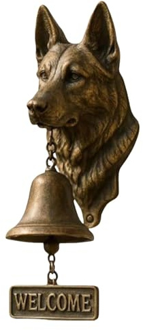 NPLSEO German Shepherd Welcome Bell, Retro Wall-Mounted Decorative Doorbell, Various Dog Welcome Doorbells, Retro Wall-Mounted Decorative, Garden Courtyard Entrance Decoration (German Shepherd)