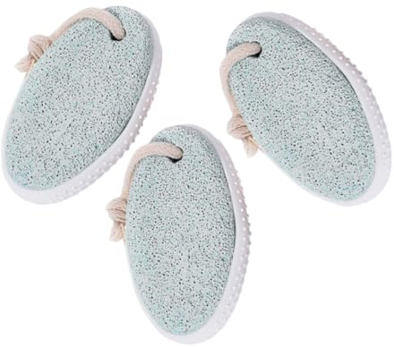 Piedra Pómez para Pies Ovalada de Cal Volcánica, 3 Piezas | Diseño Ergonómico, para Talones y Uso en Casa o Ducha, Elimina Piel Muerta y Durezas