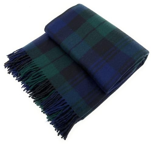 Soft Wool Tartan Travel Blanket for car and caravan - 70x60 inches large blanket - Scottish plaid, checkered, Indoor, lightweight Outdoor warm, Bed and Sofa, Picnic Rug - Campbell Clan Tartan