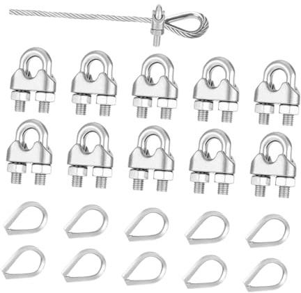 perfk 10 pezzi M5 Morsetti per cavi in ​​filo metallico Clip per funi Accessori Bullone a U in acciaio inossidabile di a forma di U portatile