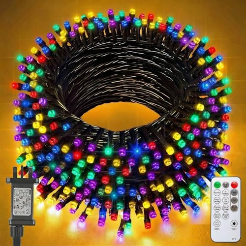 Jsdoin Christmas Tree Lights Plug in,40m 400 LED Outdoor Fairy Light Mains Powered, Waterproof Multicolour String Light with Remote/8 Modes/Timer for Outside Indoor Garden Bedroom Decorations