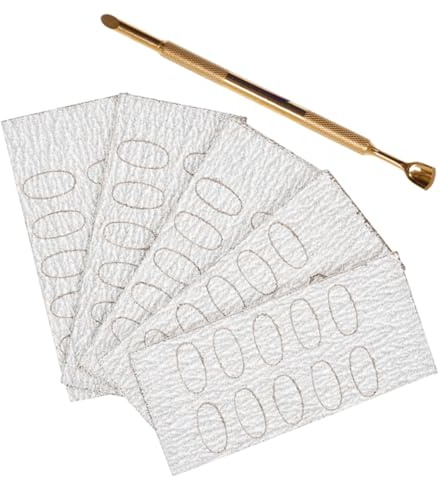 DECOMELODY Recortador de Cutículas con Papel de Lija Herramienta Resistente Doble Cabeza de Metal Dorado y Cuidado Seguro de Uñas Naturales y Extensiones para Manicura Profesional