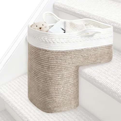 Cesto portaoggetti per scale, in corda di cotone, organizer per scale, per giocattoli, libri, casa, soggiorno, angolo camera da , appartamento
