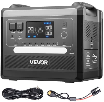 VEVOR Estación de Energía Portátil 2160 Wh, Generador Solar 2400 W, para Camping, Vehículos y Actividades de Ocio, 10 Puertos de Salida, Potencia de Entrada Ajustable, Panel Solar no Incluido