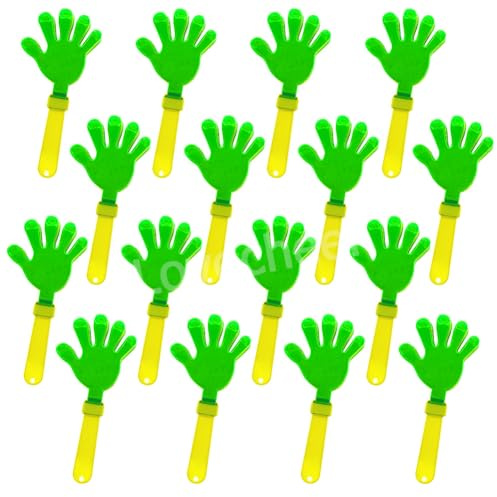 Lovecheer 16PCS Hand Clappers Green and Yellow Cheer Clapper Noisemakers for Sporting Events Hockey Football Supporting Team Easter Halloween Make Noise