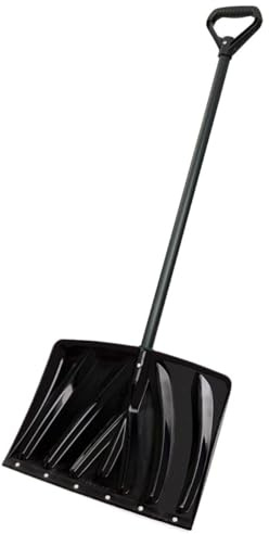 Suncast 18-Inch Snow Shovel and Pusher Combo with Durable Galvanized Steel Wear Strip and Ergonomic D-Grip Handle, Ideal for Driveways, Walkways, and Sidewalks, Green