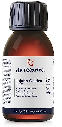 Naissance Jojobaöl Gold (Nr. 233) - 100ml - Naturreines Kaltgepresstes Pflegeöl für Haare Kopfhaut, Bart, Haut, Körper, Gesicht, Massage, Kosmetik - Veganische Hautpflege