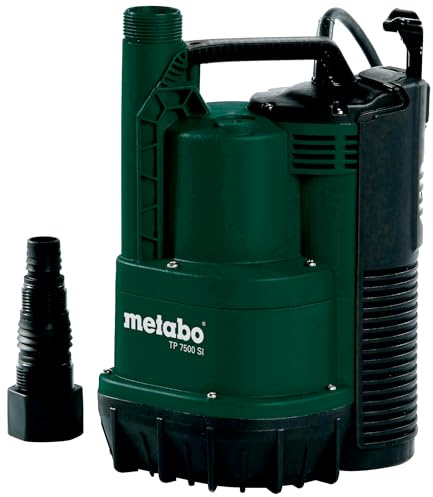 metabo Klarwasser-Tauchpumpe TP 7500 SI - 300 W, 7 500 l/h Fördermenge, 6,5 m Förderhöhe – Überlastschutz, Universalanschluss, Integrierte Rückschlagklappe – 10 m Netzkabel