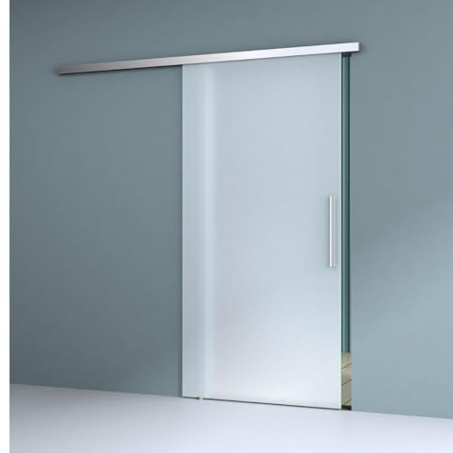 Durovin 1025 × 2050mm Heavy Duty Sliding Glass Door–8mm Tempered Fully Frosted Glass with Premium Hardware Bar Handle & 5ft Track System for Large Openings-Living Room,Patio,Commercial