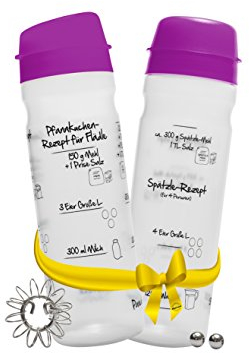 FOOD-SHAKER-SET mit 875ml-Pfannkuchen-Shaker + 4-Portionen-Spätzle-Shaker Teigmixer mit Spätzlepresse und Portionierer Patentiert Made in Germany in der Farbe LILA