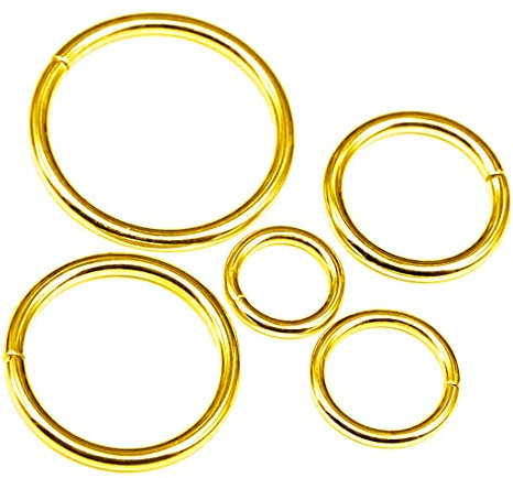 Swpeet Mehrzweck-O-Ringe aus Metall für Gürtel, Hardware, Taschen, Schlüsselanhänger, Handarbeiten, 5 Größen, 50 Stück