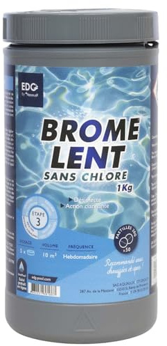 EDG by AQUALUX INTERNATIONAL - Brome Spa et Piscine - Pastille 20g - Boite 1 kg - Désinfection Lente et Permanente sans Chlore - Ce produit est destiné au Grand Public