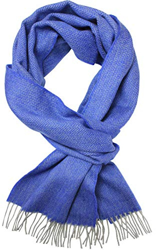 Rotfuchs Wollschal Kaschmirschal Damenschal Winterschal Herrenschal Fischgrat 180 x 30 cm Made in Germany (Blau)