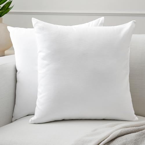 Encasa XO Baumwoll-Kissenbezüge, 2er-Set I 18x18 in (45x45 cm) - Weiß I kein Einsatz I einfach Kissenbezüge I Maschinenwaschbar | Nur Innen benutzen