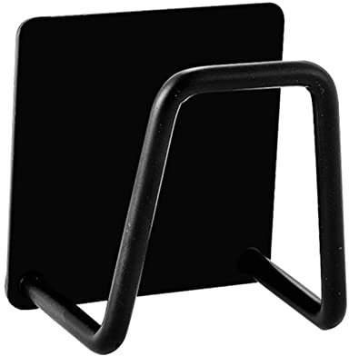Porte-éponge Autocollant, Support pour Éponge de Cuisin en Acier Inoxydable, Porte Serviette Cuisine, Organisateur D'évier, Crochet Mural pour Cuisine et Salle de Bain (noir)