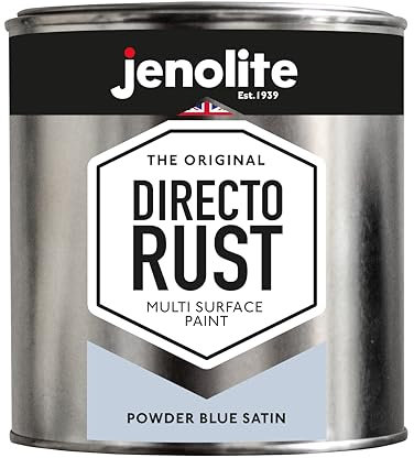 JENOLITE Directorust Satin Paint | POWDER BLUE | Multi Surface Paint | For Use On Wood, Metal, Plastic, Ceramic & Rusted Surfaces | 1 Litre (RAL 240 80 10)