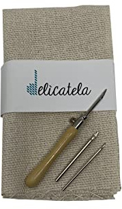 DELICATELA Punch Needle kit för magisk broderi | Monk Cloth, 38 cm x 38 cm och hållbar nålnål från punch needle | Två storlekar att välja mellan 2,0/2,5/3,0 mm (fin botten)