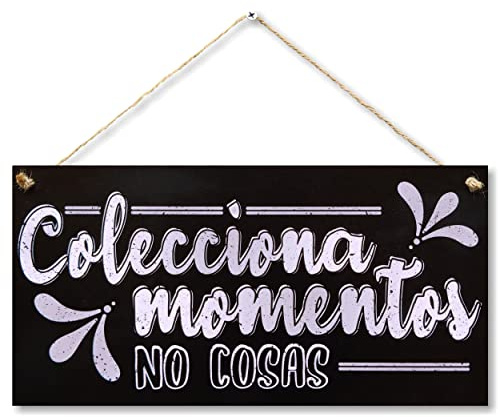 CARISPIBET Colecciona momentos no cosas adorno colgante inspirador cartel decorativo regalo para el hogar 15 x 30 cm
