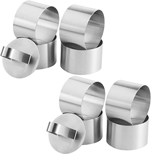 Milai 8pcs Kuchenring-Set,Edelstahl Tortenring,KuchenForm,Dessertringe Torten-form(8 Ringes,8 Lebensmittel Pressen) Dessert-Speiseringset zum Backen,Gebäck,Mousse,Runde Desserts,8 cm Durchmesser