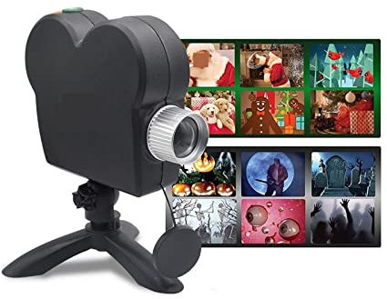 AAOTE Projectors Christmas Halloween Projector 12 Movies Disco Light Mini Window Home Theater Projector Indoor Outdoor Wonderland Projector Holiday Atmosphere Lamps Outdoor Lighting Projectors