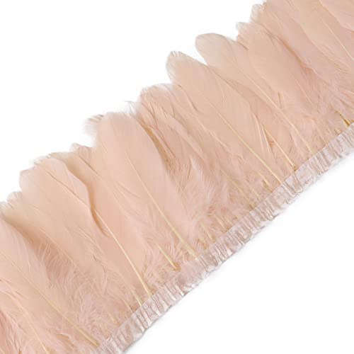 2 Meter Gänsefeder Band, Breite 15-20cm Ribbon Feather Satinband Fransen Gänsefeder Borte Nähen Flauschige Federquasten Stoffstreifen DIY Federkleidung Hut Trim Feather Gänsefeder Federborte