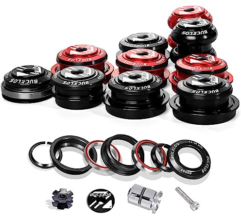 BUCKLOS 1-1/8 Bike Headset MTB Threadless 34 44 44-50.6 44-55 44-56 41.8-52mm, Straight Tapered Tube Mountain Bikes Road Bicycle Double Sealed Bearings Headsets, for Frame Fork Expander Plug Star Nut