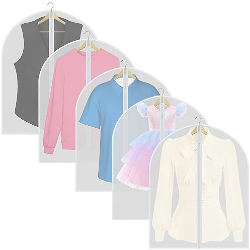 Ulife Mall Kleidersäcke Anzug 5 Stück, Kleidersack 80 cm Lang Transparent Anzugtasche Kleidersäcke Kleiderhülle, Staubdicht Kleiderschutz mit Reißverschluss für Tanzkostüme Anzüge Kleider Mäntel
