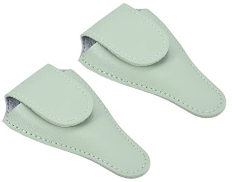 PATIKIL 4.5x2.6 Bordado Tijeras Funda, 2 Paquete PU Cuero Uñas Cutícula Tijera Cubierta Pequeño Punta Pinzas Tijeras Protector Estuche, Claro Verde