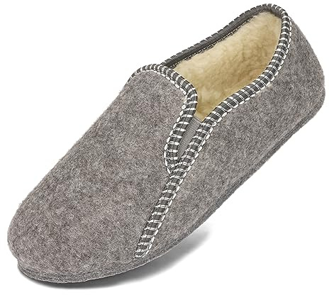 BeComfy Pantofole di Feltro Uomo Donna Suola di Feltro Fodera in Lana Unisex 36-46 EU (Grigio, 37)