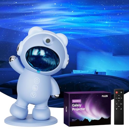 FULEN Sternenhimmel Projektor, LED Nachtlicht Galaxie Projektor, Aurora Nordlicht Projektor Mit Timer & Fernbedienung, Schlafzimmer Deko,Blau