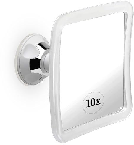 Schminkspiegel mit 10fach Vergrößerung - Kosmetikspiegel mit Saugnapf und 360 Grad Drehung für Make-up und Reisen, Magnifying Makeup Mirror - 16cm x16cm (Quadrat)