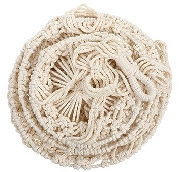 CAXUSD 3-layer Hanging Cotton Rope Flowerpot Net Bag for Indoor Plant Pots, Beige Decorative Foldable Basket for Home Garden Hanging Planter